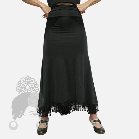 Saia Romances Renda Preta