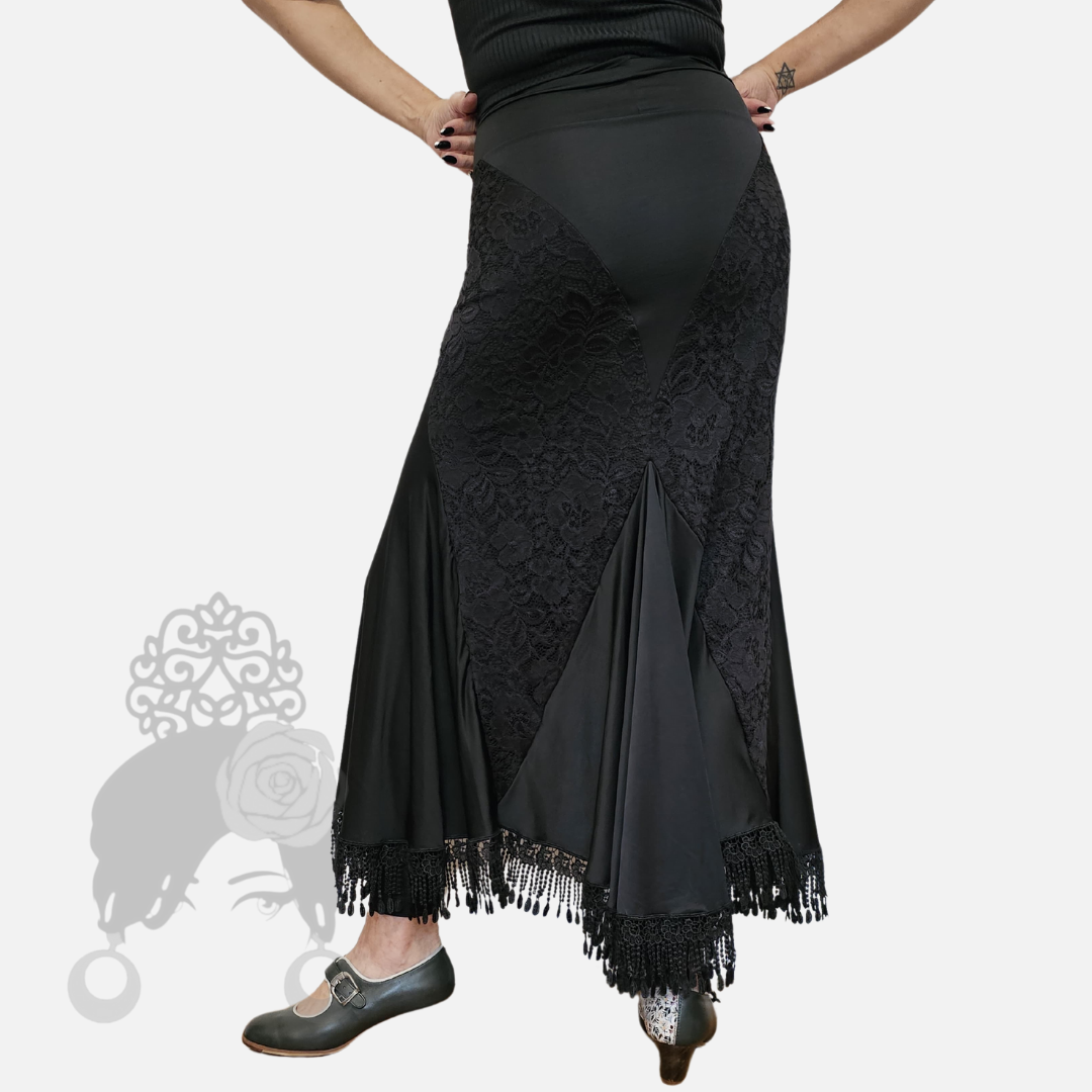 Saia Romances Renda Preta