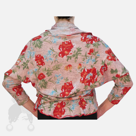 Bolero de punto estampado con rosas