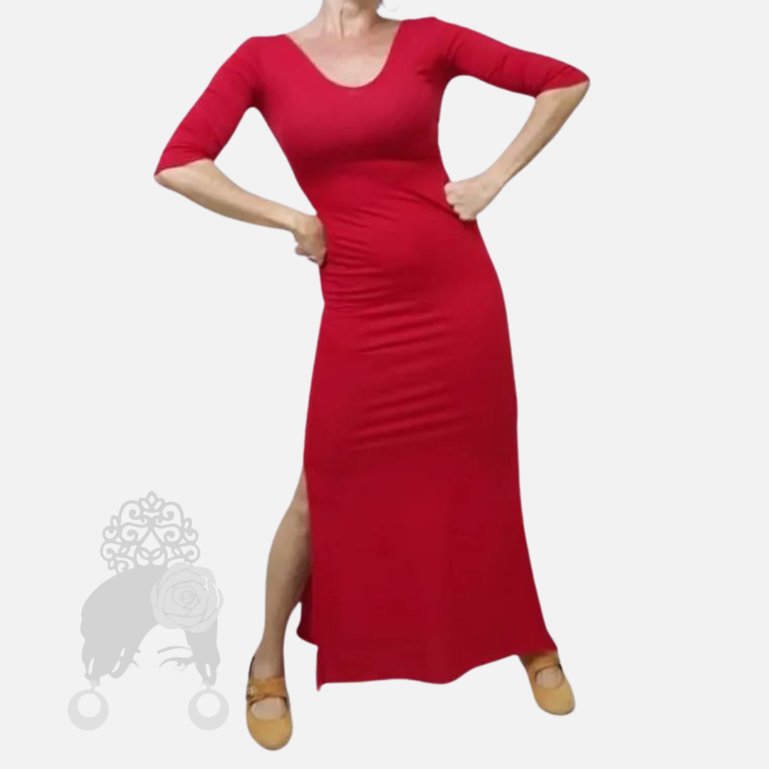 Vestido largo de canalé