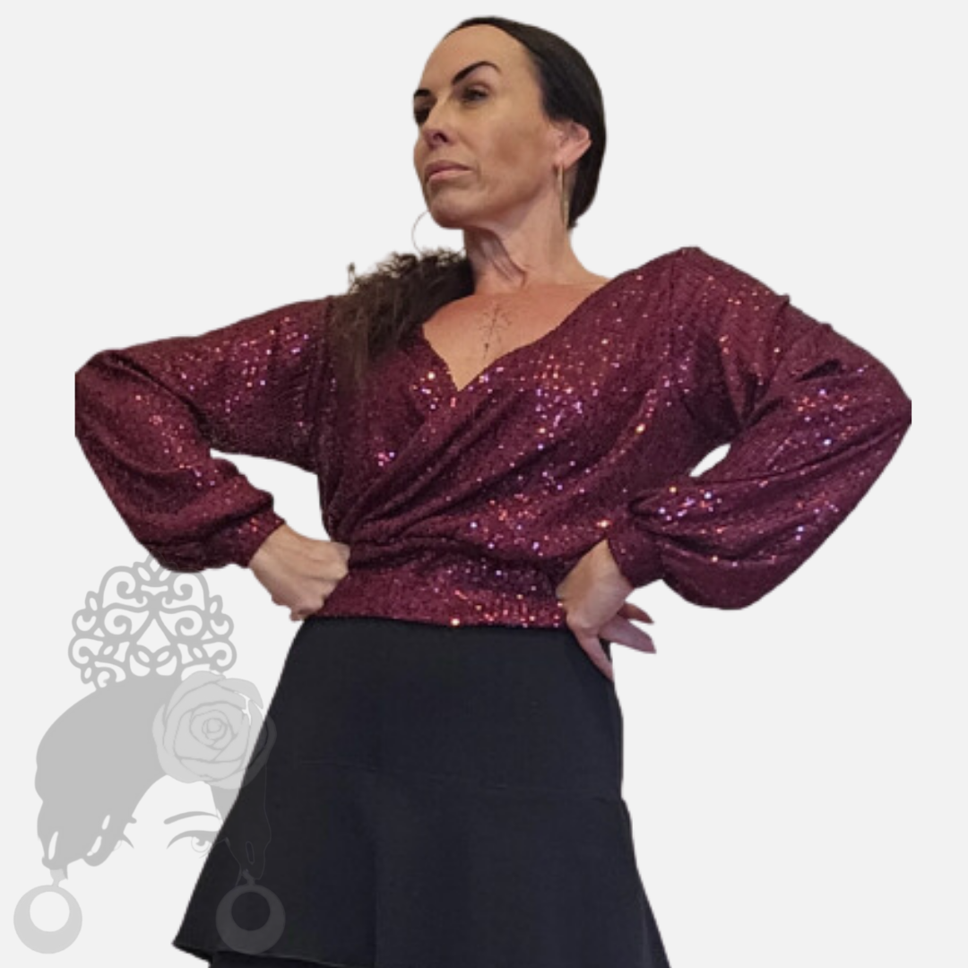 Top cruzado con lentejuelas