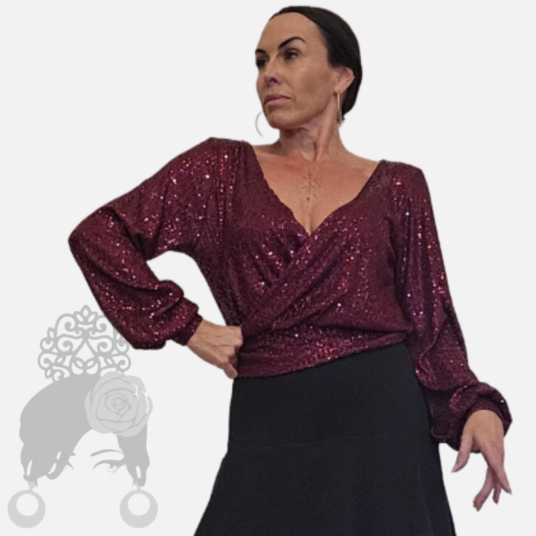 Top cruzado con lentejuelas