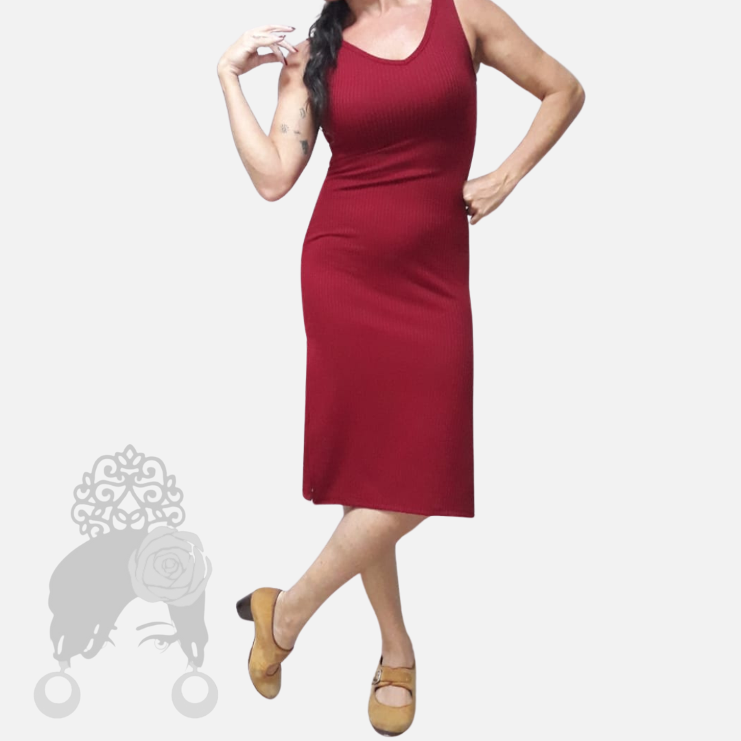 Vestido Midi Canelado